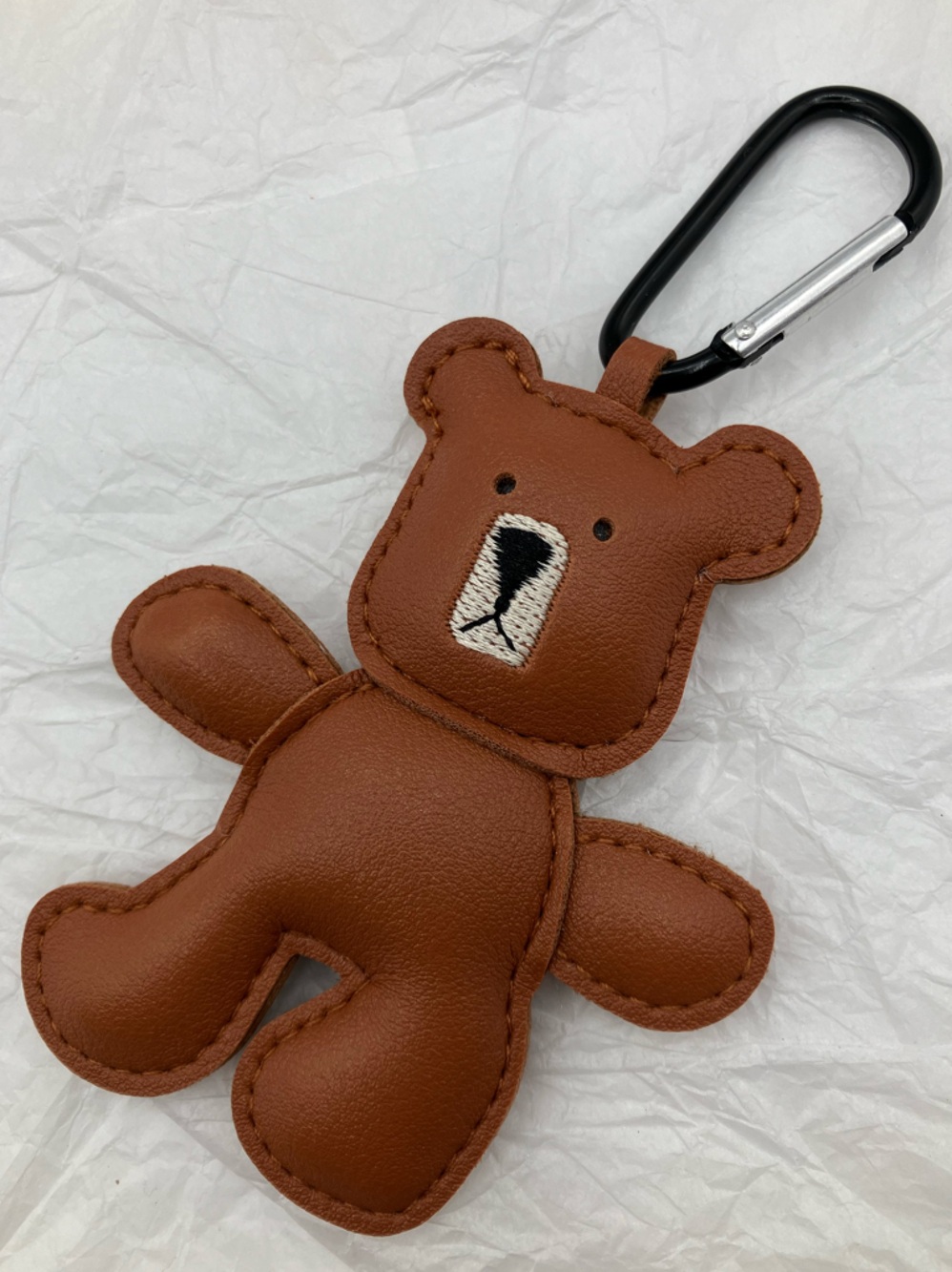 TEDDY BEAR MR BEANS LEATHER EMBROYLLEDBrown Bear Plush Keychain Clip Charm bag